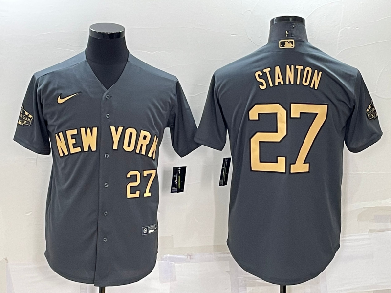 Men's New York Yankees Giancarlo Stanton #27 Gray Stitched Jersey